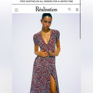 REALISATION PAR 100% Silk dress the teale in wild flower XS